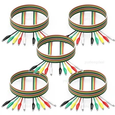 50Pcs Metered Color Insulating Test Lead Cable Set Double Ended Alligator Clips