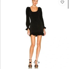 Love Shack Fancy Dorset Velvet Mini Dress Black Holiday Sz Medium