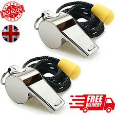 Pack of 2 Metal Referee Whistle with Lanyard sports Coach Football Rugby School