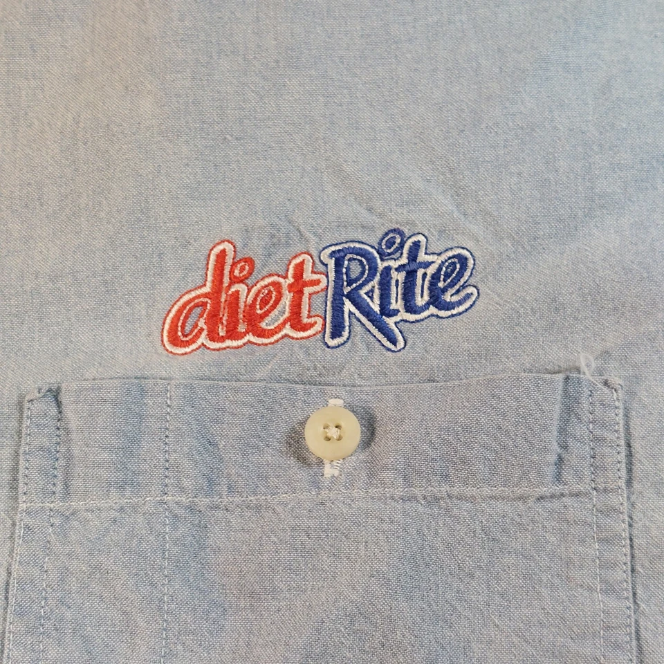 Camisa Promocional Diet Rite Años 90 De Colección Para Hombres XL Se Ajusta 2XL 3XL Hecha en EE. UU. Vantage Chambray Foto 2 de 4