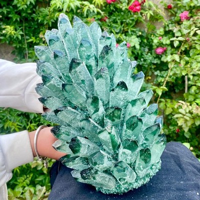 18LB New Find green Phantom Crystal Quartz Cluster Mineral Specimen Healing