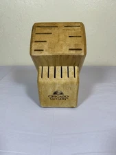 Vintage Chicago Cutlery 13 Slot Solid Oak Knife Block Excellent Condition
