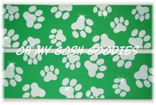 5 YARD SALE 2 1/4 GLITTER PAW PAWPRINT GROSGRAIN RIBBON FOOTBALL GREEN WHITE