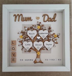 Personalised handmade golden 50th Wedding  Anniversary  gift  