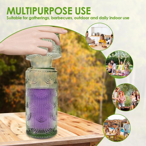 Night Water Bottle Set Nightstand Mouthwash Cup Clear Night Carafe and qioij - Picture 7 of 22