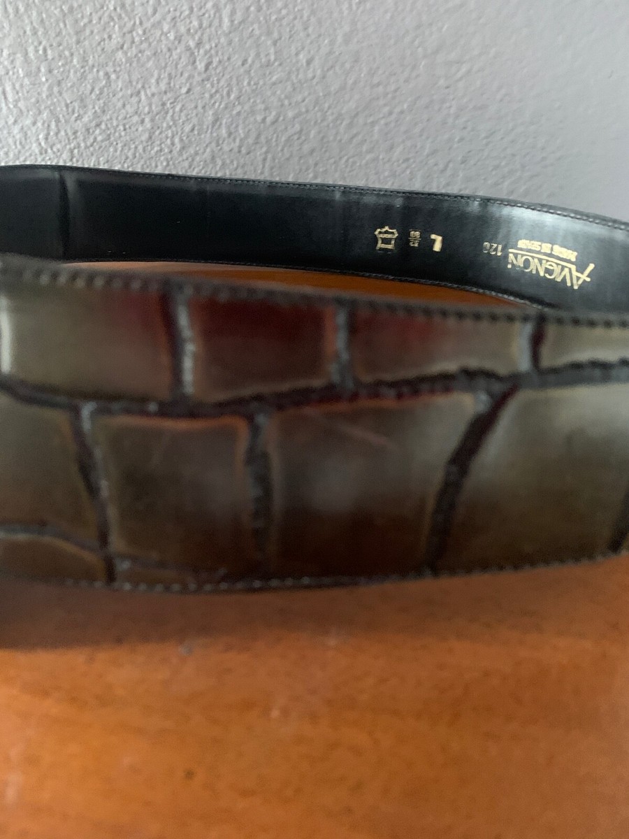 Vintage Avignon Leather Belt Wide W/Gold Size L 32/80 Made  display picture 1
