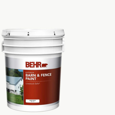 5 Gal White Barn & Fence Paint Fading Cracking Resistant Livestock Easy Cleanup