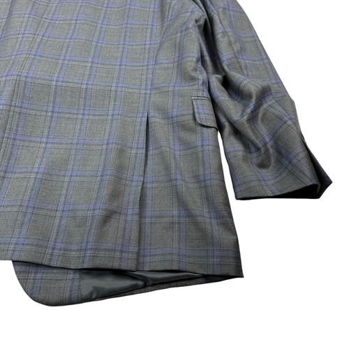 PETER MILLAR Sport Coat Jacket Mens Size 51 Wool Gray Blue Plaid Big & Tall - Picture 14 of 23