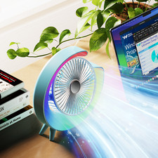 Small RGB USB Fan Cooling Quiet Rechargeable Colorful Lights Strong Wind Power