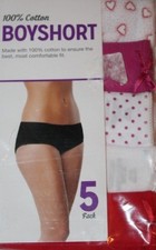 Boyshort Cotton Women's 5-Pk Asstd Panties Underwear Red Hearts Polka Sz 6 M