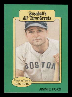 1987 Hygrade All-Time Greats 37B Jimmie Foxx Hat Logo Not Visible Red Sox HOF NM