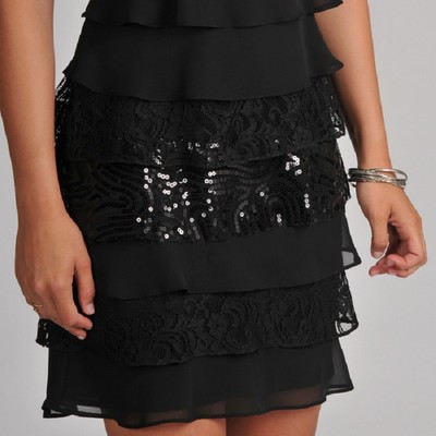 SL Fashions Black Chiffon/Lace Sequin Tiered Cocktail Dress, 8R - MSRP $119 | eBay SL Fashions Black Chiffon/Lace Sequin Tiered Cocktail Dress, 8R - MSRP $119 | eBay