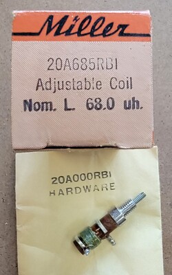 J.W.Miller 20A685RBI  68-85uh Adjustable Coil * NEW IN PACKAGE *