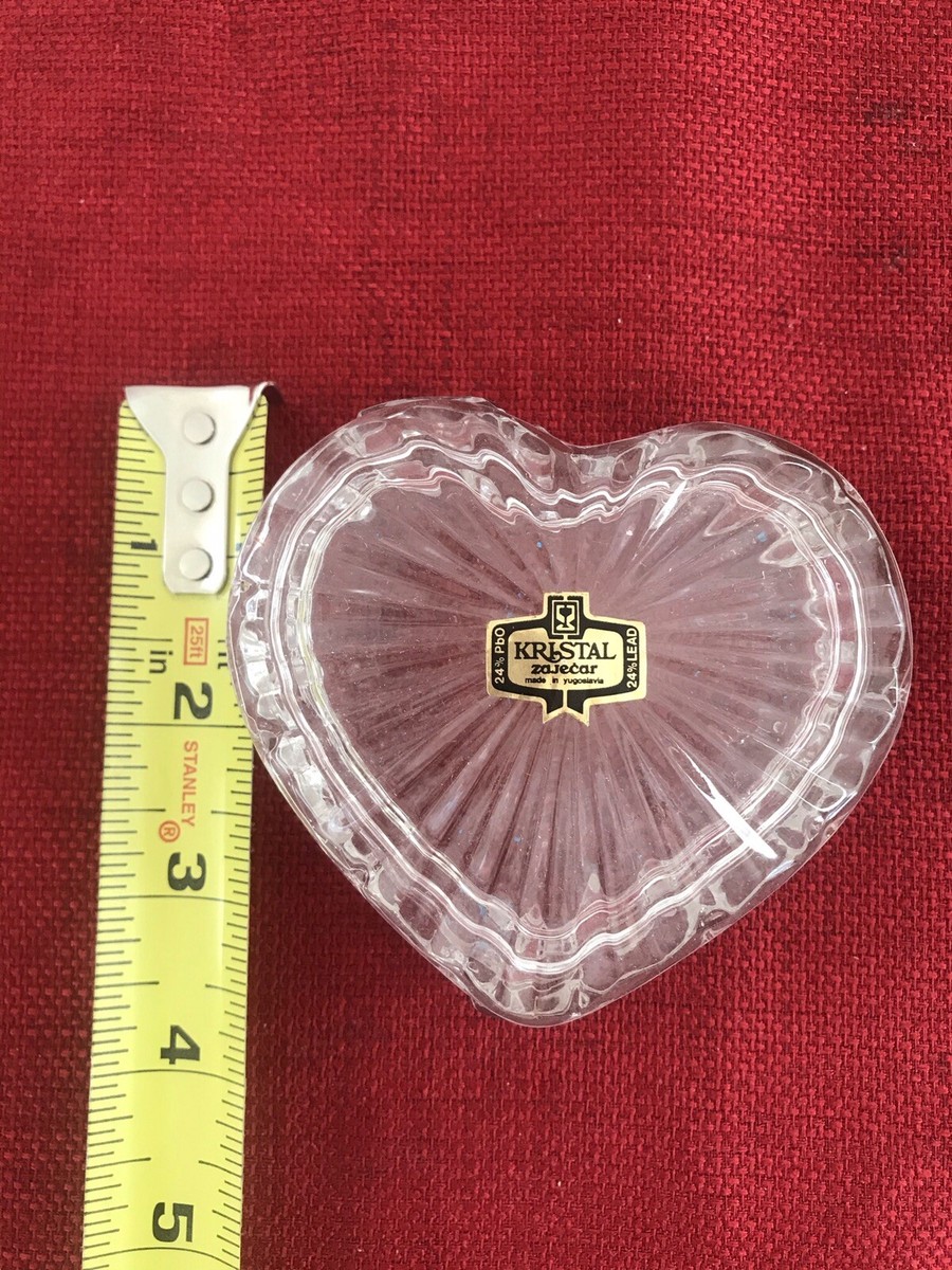 Kristal Zajecar, Yugoslavia, Heart Shaped Cut Crystal, Trinket
