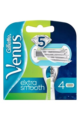 4 x Gillette Venus extra glatte 5-klingen glatte Rasierklinge Minen 100 % ORIGINAL