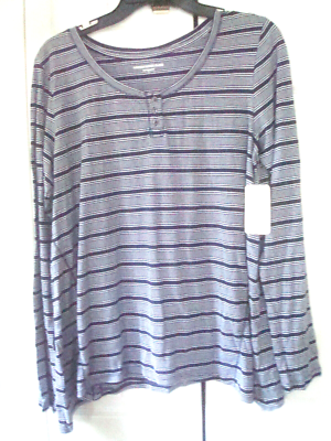 Ladies Knit Shirt Navy Stripe Size L arge C.R. Blues New | eBay