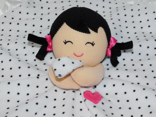 Carters black white polka dot Girl Rattle security blanket Lovey nunu Toy - Picture 3 of 6