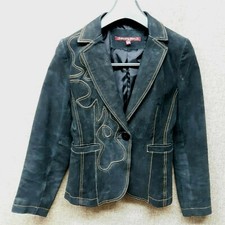 Jennifer J Lopez - Women's Blazer Leather Jacket - Dusty Black - Size M