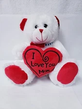  WHITE I LOVE YOU MOM TEDDY BEAR SOFT PLUSH TOY