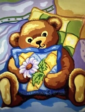 Printed needlepoint Tapestry  Canvas Only 30 X40 Cm Bear Hugh Rto