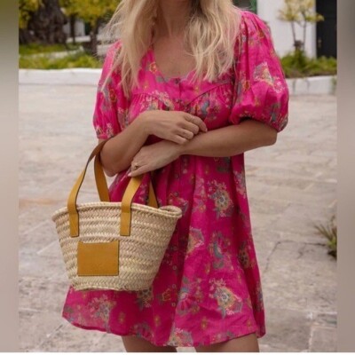 Spell Solstice Linen Tunic Dress In Pink | Size: S