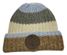 Alaska Beanie Hat Quality Graduated Cream Grey Golden Stripe