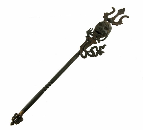 Antico Trident Khatvanga Citipati Cerimonia Tantra Sciamano 55 CM # - Picture 3 of 8
