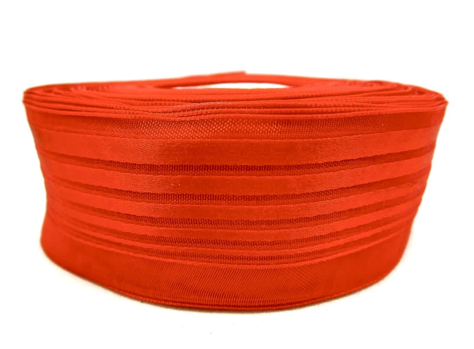 Shimmer Red Stripe Ribbon,Horizontal Woven Red Stripes,1.5"w x 32Yds.Japan - Image 3 of 4