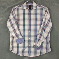 Tailorbyrd Button Down Shirt Men's Large Colorful Plaid Flip Cuff Long Sleeve