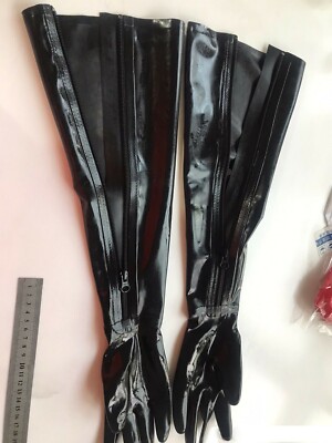 201 Latex long gloves with zipper cosplay Latex fetish gloves gloves Zip