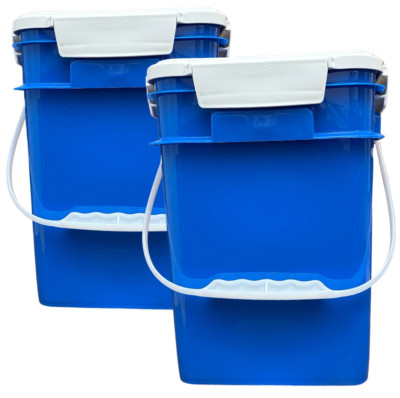 4 Gallon Square Plastic Bucket Food Grade BPA Free containers ( Pack of 2 )
