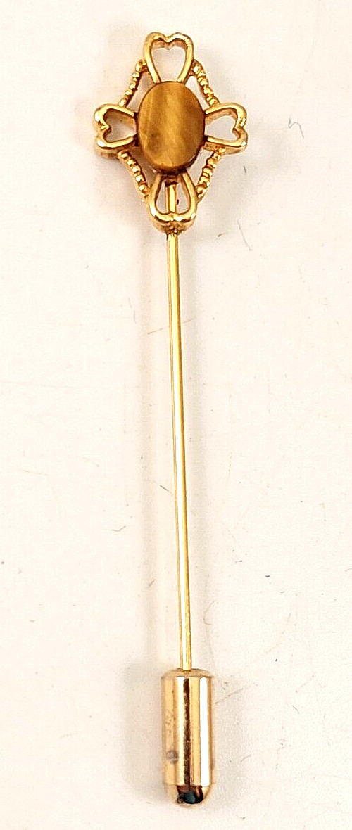 Vintage Gold Tone Tiger's /Cat's Eye Lapel Pin