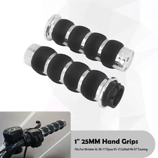 Chrome 1" 25mm Non-Slip Hand Grips For Harley 96-2007 Touring Road Electra Glide
