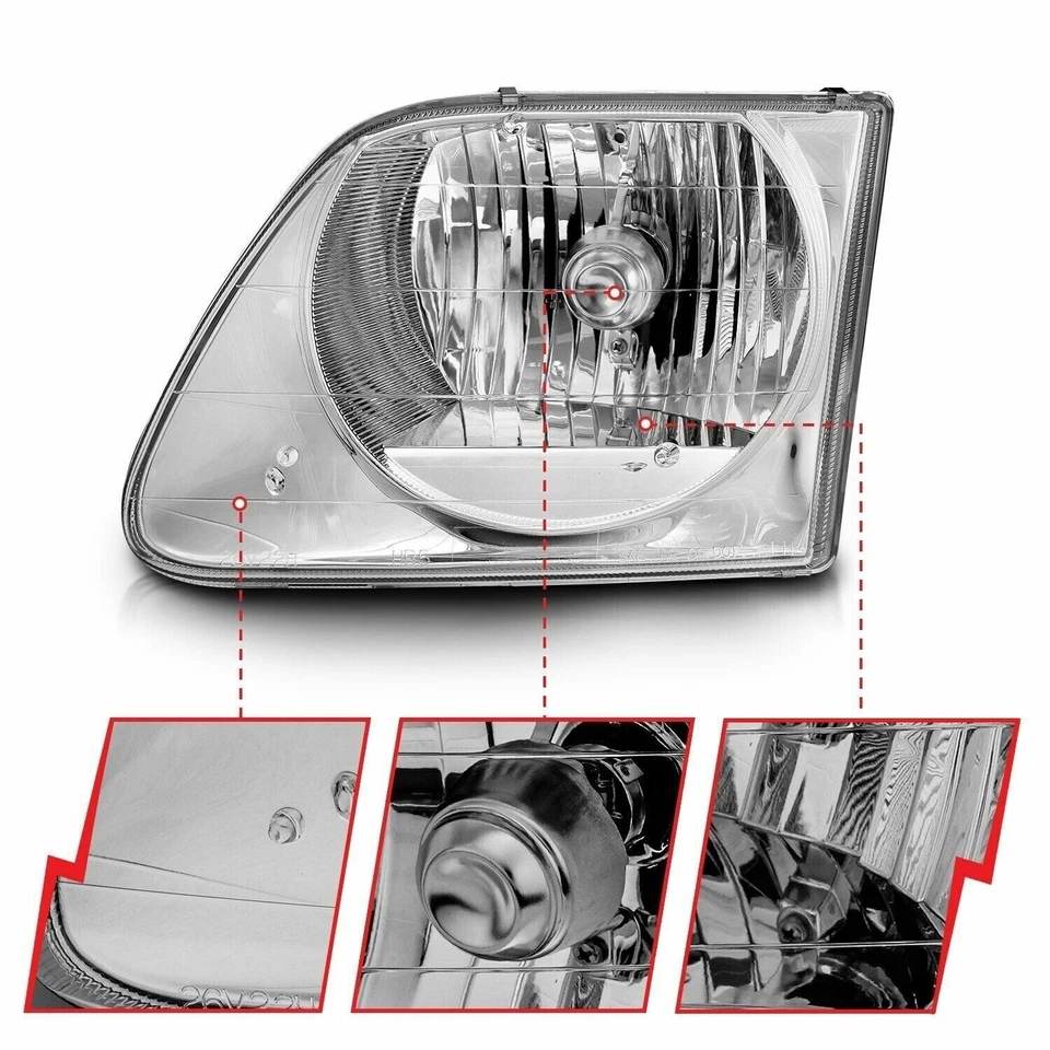 Faros de cristal ANZO 111247 lámpara cromo transparente para Ford F-150 Bronco 1992-1996 Foto 3 de 4