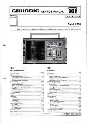 Service Manual-Anleitung für Grundig Satellit 700 
