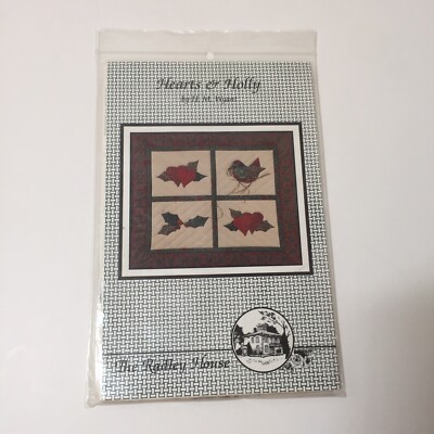 Hearts & Holly Applique Quilt Pattern The Radley House Wall Quilt & Pillow 