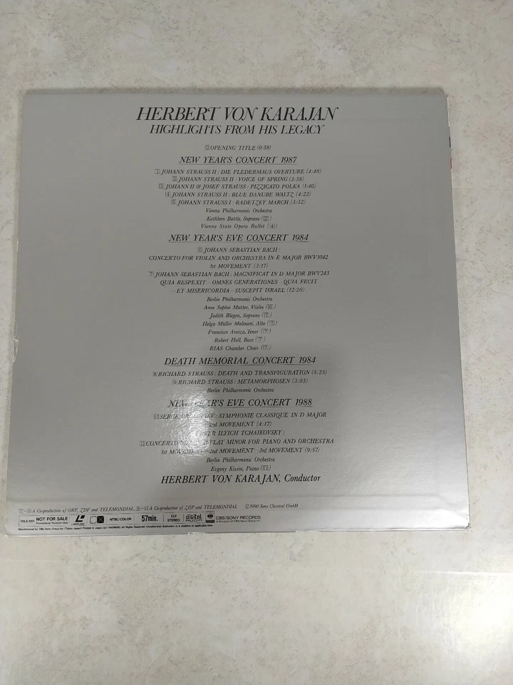 Herbert Von Karajan Highlights From His Legacy LaserDisc Rare Promo Copy 1990 - Image 2 of 4