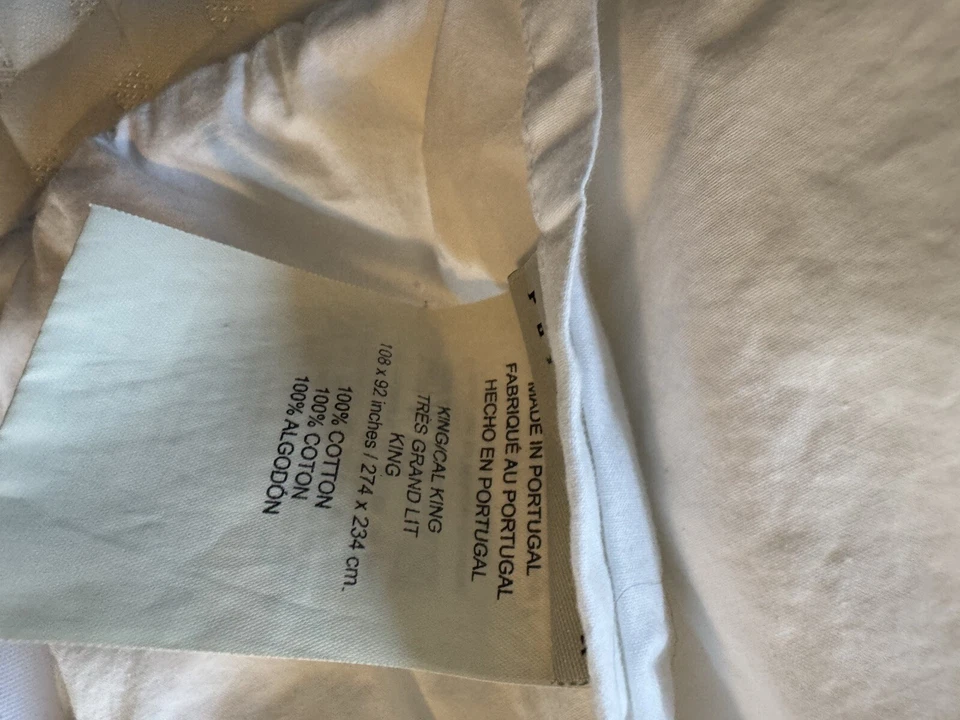 Capa de edredom Pottery Barn King branca 100% algodão matelasse PORTUGAL com 1 farsa - Imagem 3 de 4