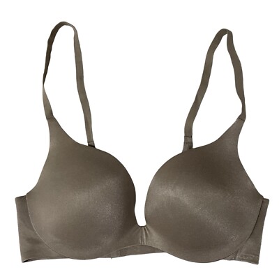 Victorias Secret Womens Full Coverage Push-Up Bra 34D Taupe Plunge Sexy