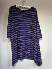 Cut Loose Womens Tunic Dress Textured Knit Sharkbite Hem Large Purple Striped
