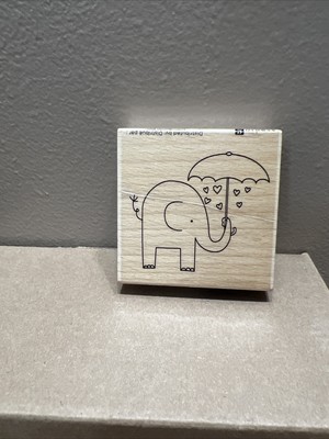 Hampton Art Rubber Stamp Elephant W/umbrella 