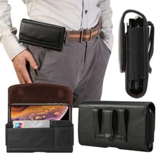 PU Leather Horizontal Sleeve Belt Clip Pouch Holster Case Cover For Mobile Phone