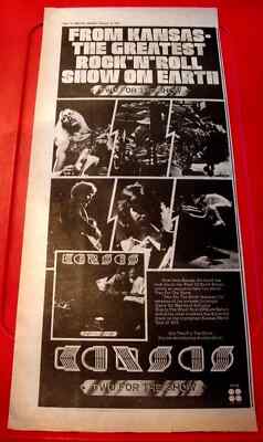 Kansas Two For The Show Vintage ORIGINAL 1979 Press/Magazine ADVERT 17.5''x 8''