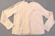 Chaps Mens XL Cream Knit Sweater Textured Crewneck Cotton Pullover