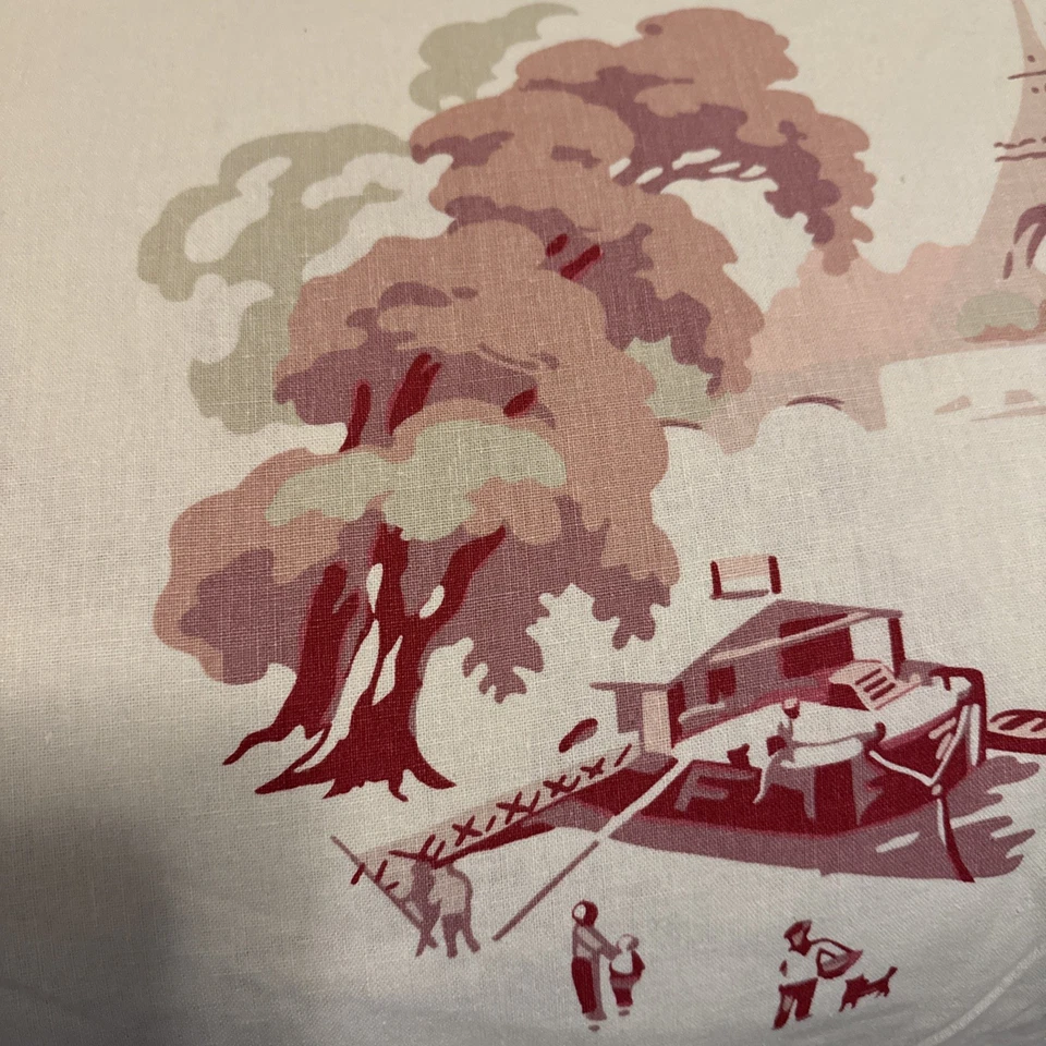 Pottery Barn King Bateau Asian Toile Duvet Cover 3Std Shams Blush 104”x90” Linen - Image 4 of 4