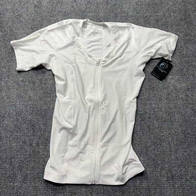 ALIGNMED The Posture Shirt 2.0 Zip White Short Sleeve Men's Large V-Neck