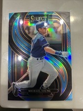 Michael Young /199 Light Blue Prizm 2025 Panini Select Premier Level #136 Texas