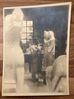 Ernst Barlach, original sw Photographie von ca. 1931 im Atelier Güstrow