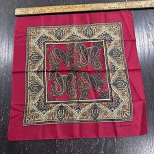 Vintage Polo Ralph Lauren Silk Pocket Square Scarf Wine Paisley Border England