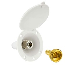RV Exterior Spray Port Hook-Up Connector with Quick Connector (White)
